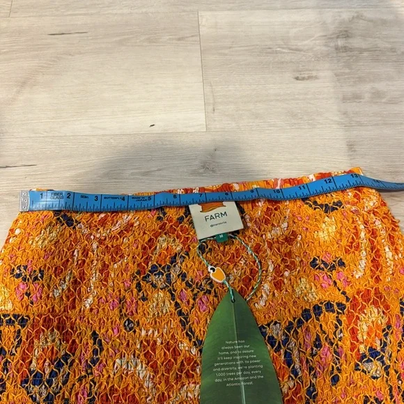 FARM Rio NWT Palms Party Yellow Smocked Mini Skirt Size M MSRP$140.